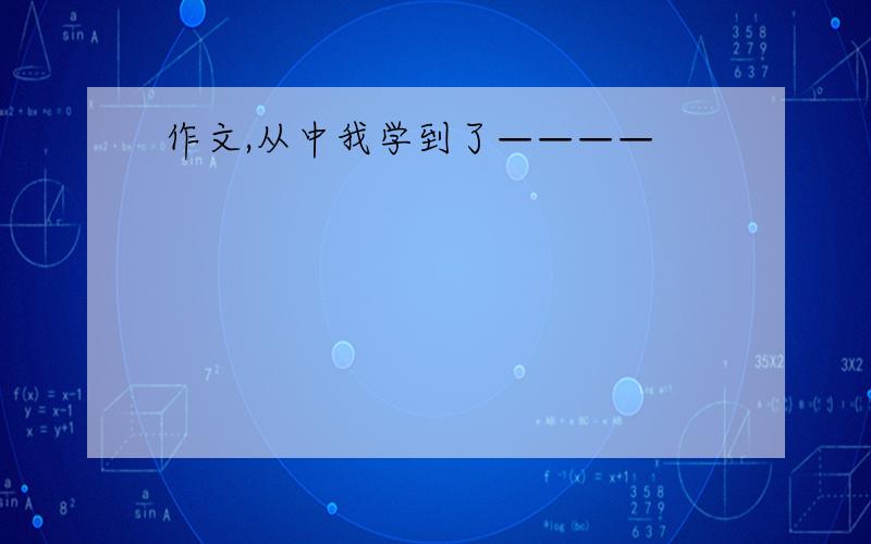 作文,从中我学到了————