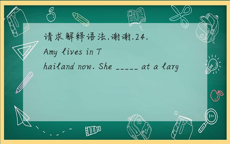 请求解释语法.谢谢.24. Amy lives in Thailand now. She _____ at a larg