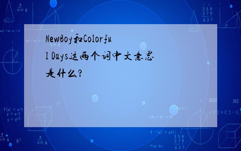 NewBoy和Colorful Days这两个词中文意思是什么?