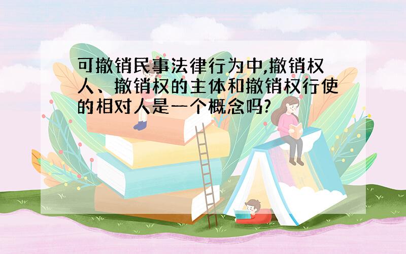 可撤销民事法律行为中,撤销权人、撤销权的主体和撤销权行使的相对人是一个概念吗?