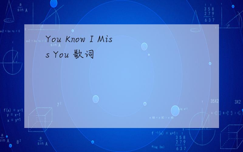 You Know I Miss You 歌词