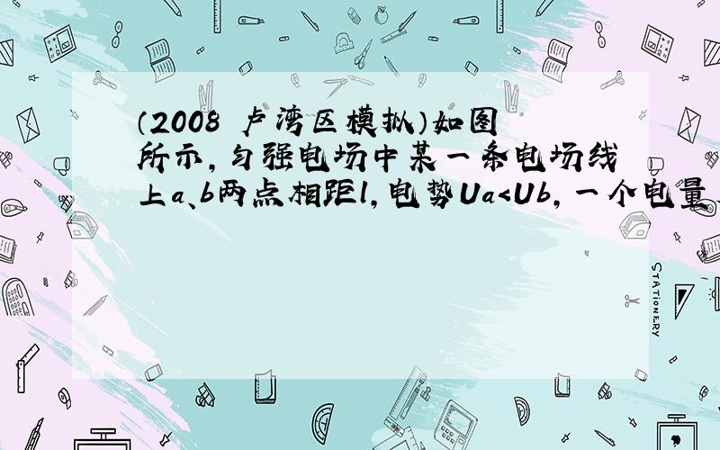 （2008•卢湾区模拟）如图所示，匀强电场中某一条电场线上a、b两点相距l，电势Ua＜Ub，一个电量大小为q的粒子只受电