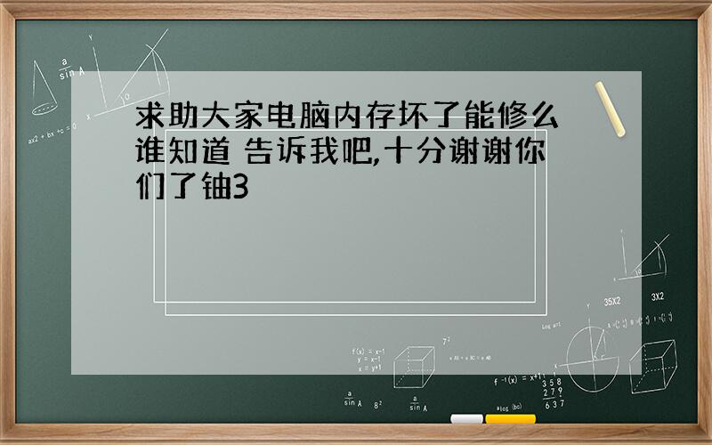 求助大家电脑内存坏了能修么　谁知道 告诉我吧,十分谢谢你们了铀3