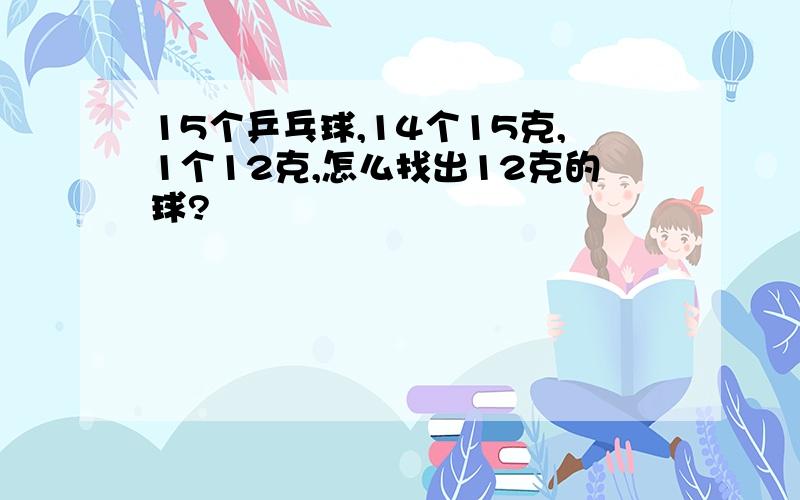 15个乒乓球,14个15克,1个12克,怎么找出12克的球?