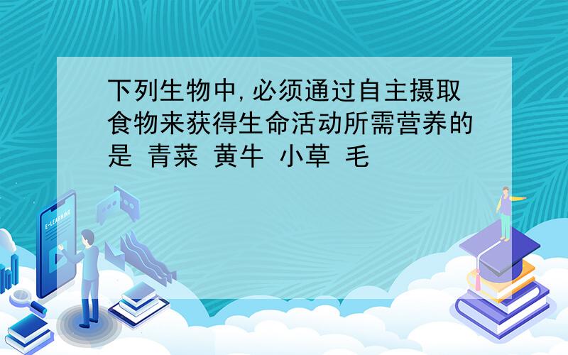 下列生物中,必须通过自主摄取食物来获得生命活动所需营养的是 青菜 黄牛 小草 毛