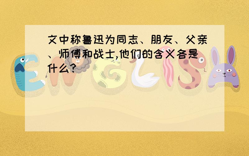 文中称鲁迅为同志、朋友、父亲、师傅和战士,他们的含义各是什么?