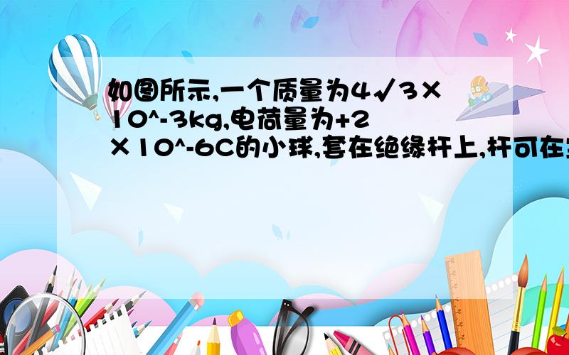 如图所示,一个质量为4√3×10^-3kg,电荷量为+2×10^-6C的小球,套在绝缘杆上,杆可在竖直平面内