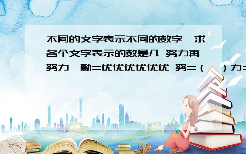 不同的文字表示不同的数字,求各个文字表示的数是几 努力再努力*勤=优优优优优优 努=（　）力＝（　）