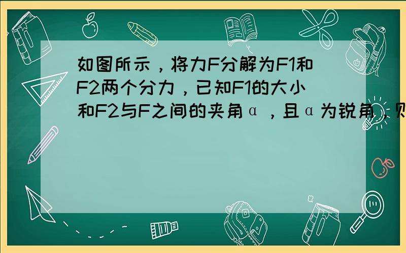 如图所示，将力F分解为F1和F2两个分力，已知F1的大小和F2与F之间的夹角α，且α为锐角，则（　　）