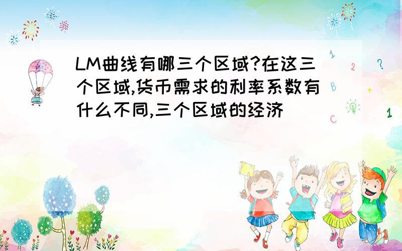 LM曲线有哪三个区域?在这三个区域,货币需求的利率系数有什么不同,三个区域的经济