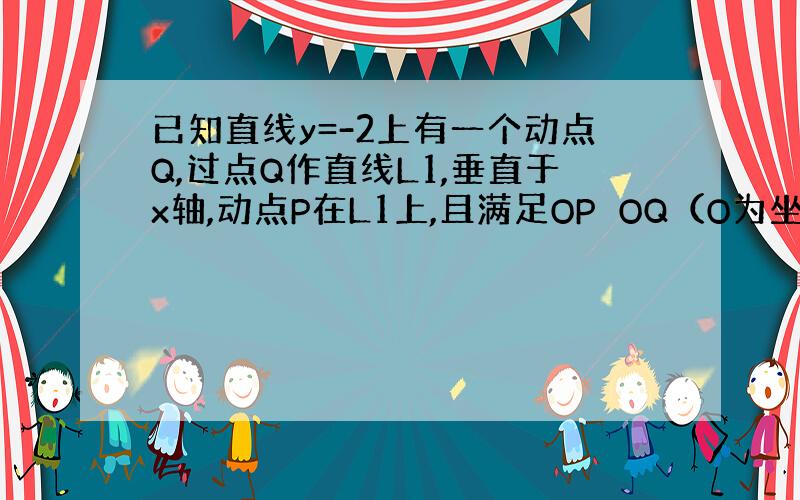 已知直线y=-2上有一个动点Q,过点Q作直线L1,垂直于x轴,动点P在L1上,且满足OP⊥OQ（O为坐标原点.）