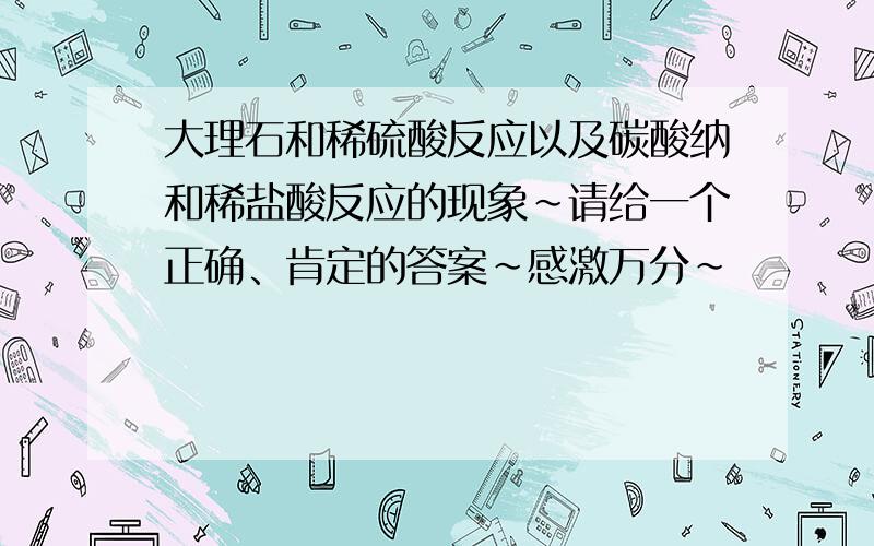 大理石和稀硫酸反应以及碳酸纳和稀盐酸反应的现象~请给一个正确、肯定的答案~感激万分~