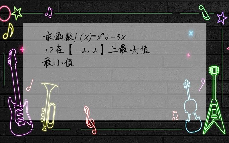 求函数f(x)=x^2-3x+7在【-2,2】上最大值 最小值