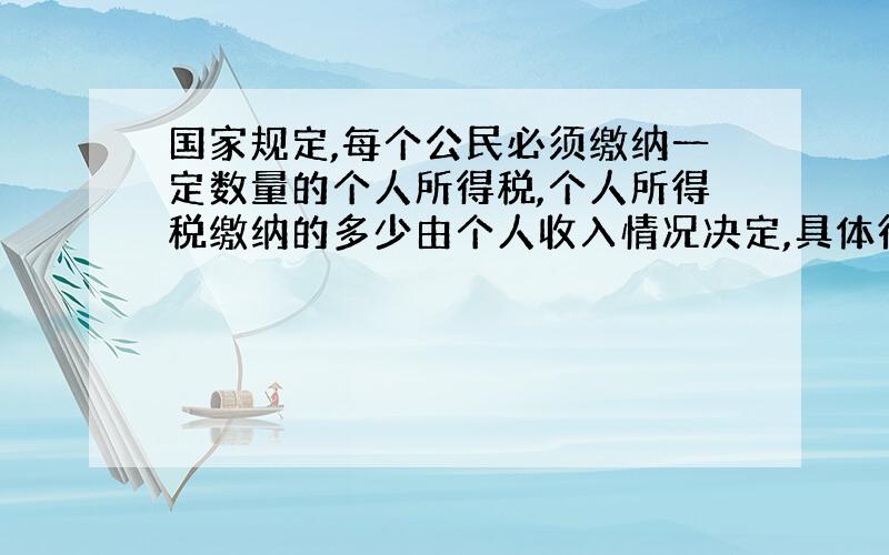 国家规定,每个公民必须缴纳一定数量的个人所得税,个人所得税缴纳的多少由个人收入情况决定,具体征收办法如下：