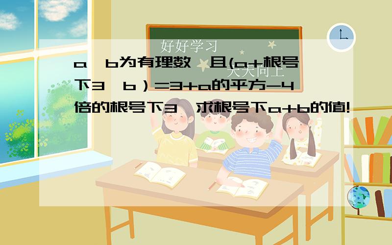 a,b为有理数,且(a+根号下3*b）=3+a的平方-4倍的根号下3,求根号下a+b的值!