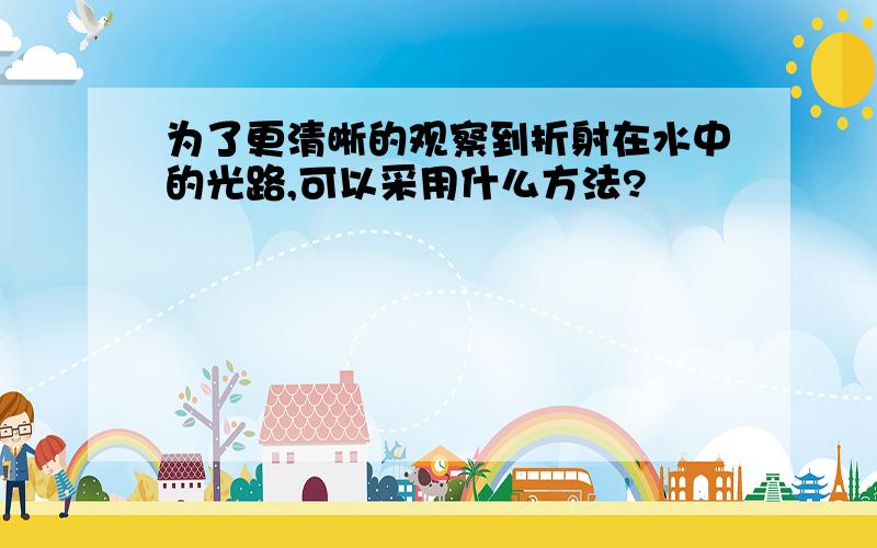 为了更清晰的观察到折射在水中的光路,可以采用什么方法?