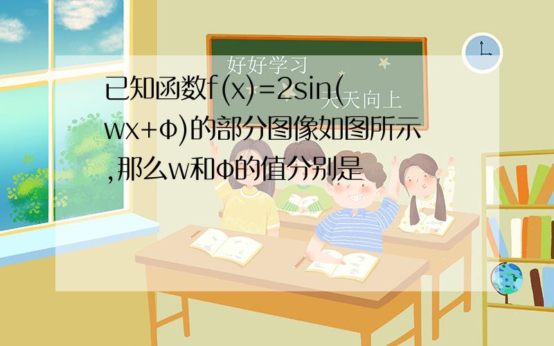 已知函数f(x)=2sin(wx+φ)的部分图像如图所示,那么w和φ的值分别是