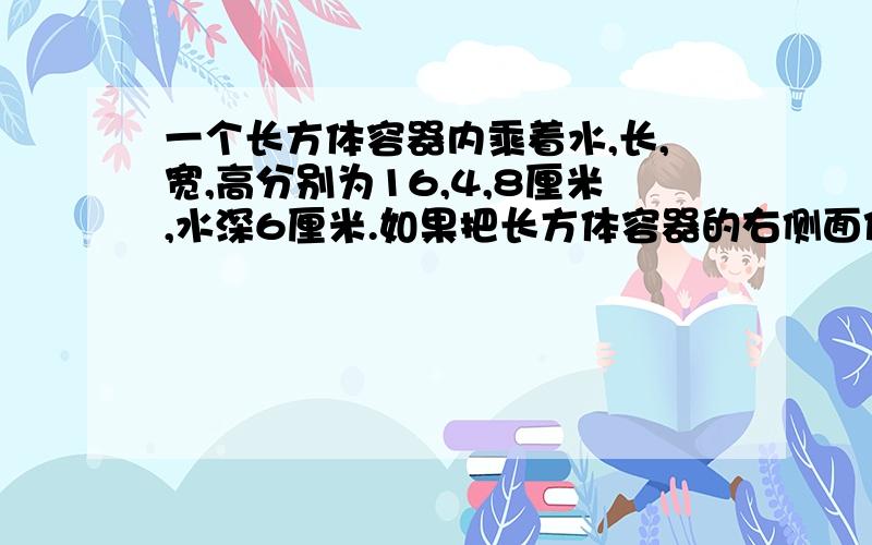 一个长方体容器内乘着水,长,宽,高分别为16,4,8厘米,水深6厘米.如果把长方体容器的右侧面作为底面,此