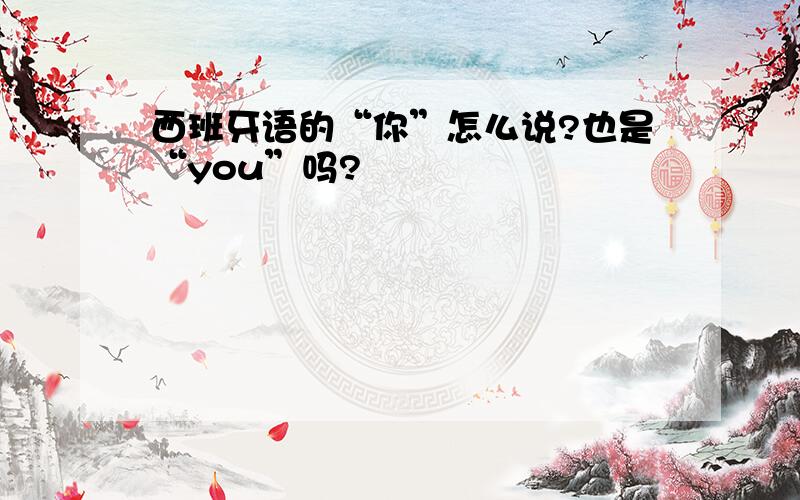 西班牙语的“你”怎么说?也是“you”吗?