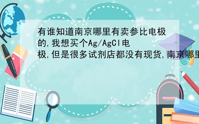 有谁知道南京哪里有卖参比电极的,我想买个Ag/AgCl电极,但是很多试剂店都没有现货,南京哪里有卖电极现货的?!谢谢