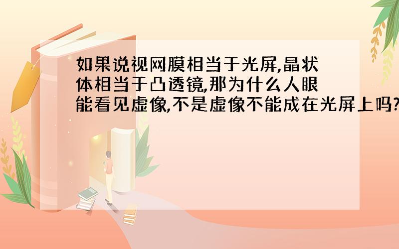 如果说视网膜相当于光屏,晶状体相当于凸透镜,那为什么人眼能看见虚像,不是虚像不能成在光屏上吗?