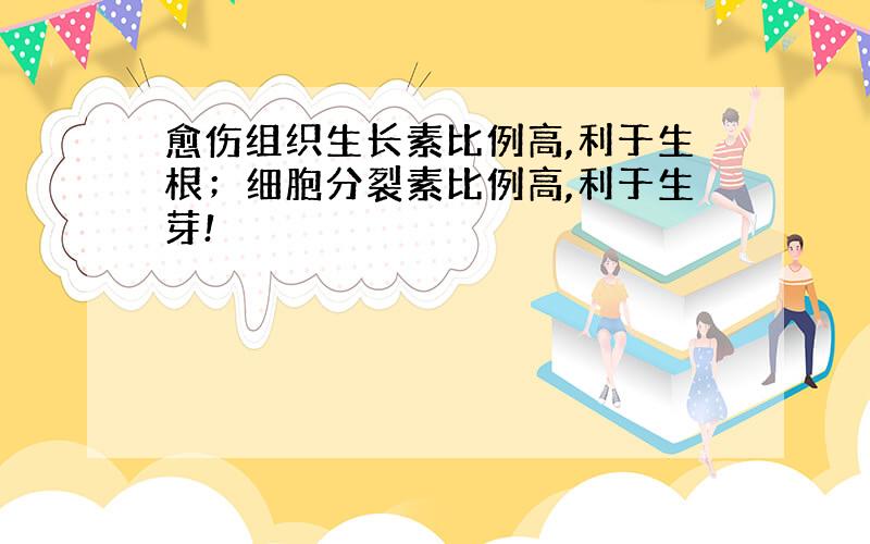 愈伤组织生长素比例高,利于生根；细胞分裂素比例高,利于生芽!