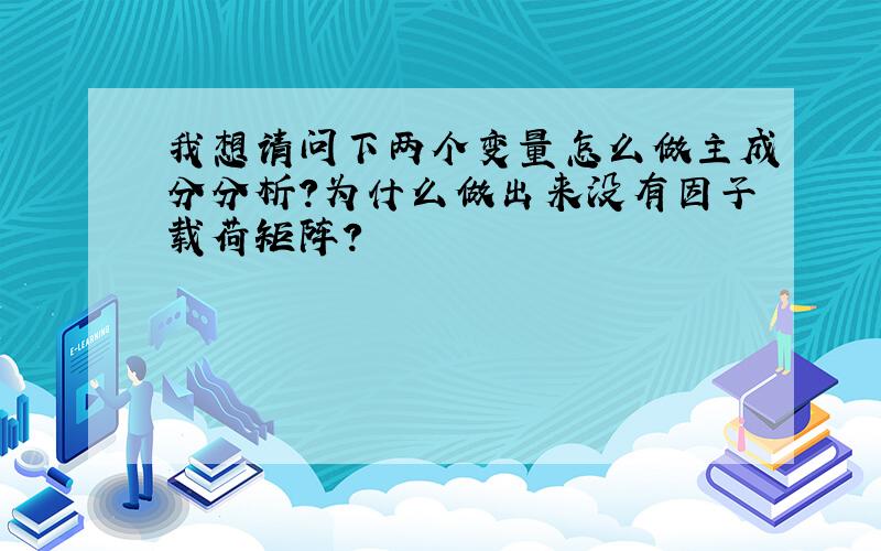 我想请问下两个变量怎么做主成分分析?为什么做出来没有因子载荷矩阵?