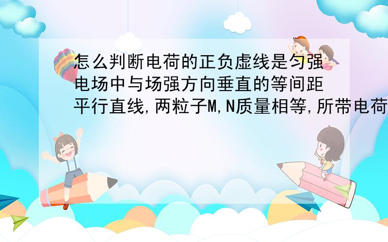 怎么判断电荷的正负虚线是匀强电场中与场强方向垂直的等间距平行直线,两粒子M,N质量相等,所带电荷的绝对值也相等,现将M.