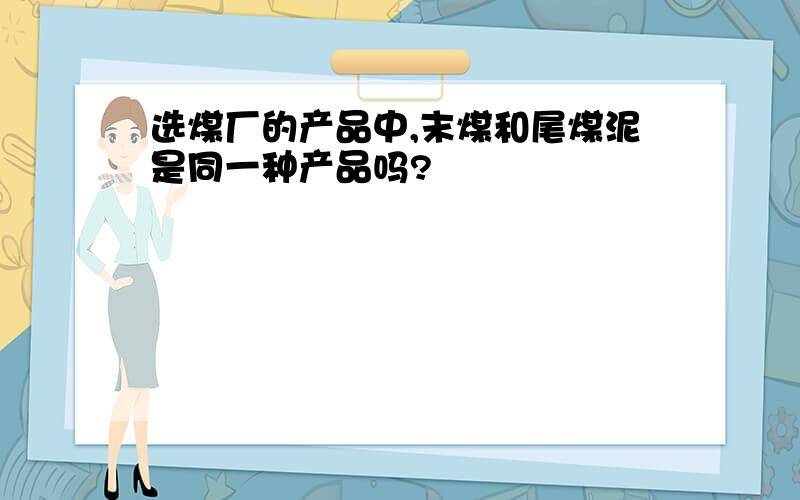 选煤厂的产品中,末煤和尾煤泥是同一种产品吗?