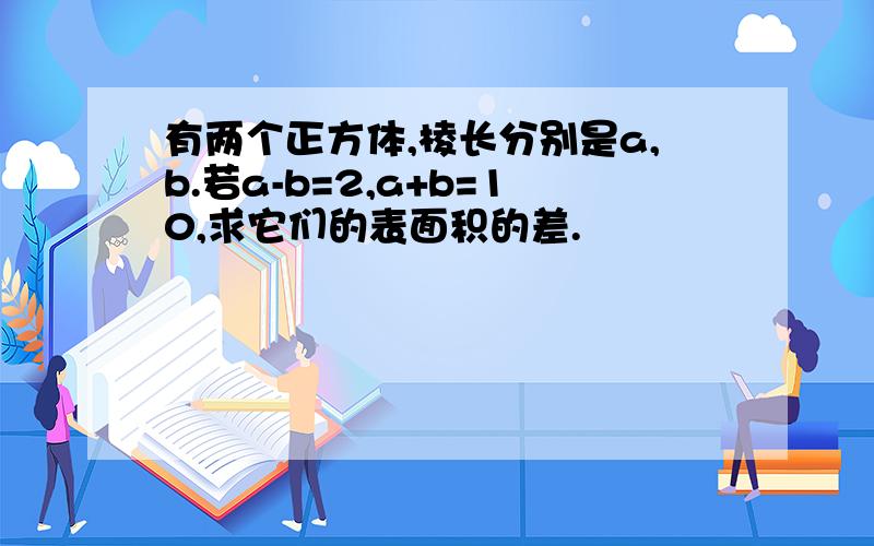 有两个正方体,棱长分别是a,b.若a-b=2,a+b=10,求它们的表面积的差.