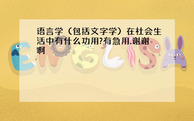 语言学（包括文字学）在社会生活中有什么功用?有急用.谢谢啊