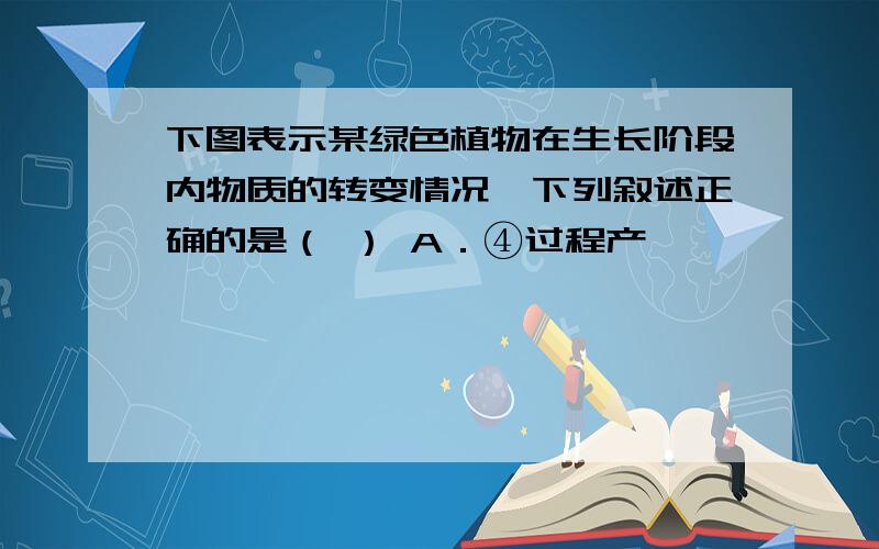 下图表示某绿色植物在生长阶段内物质的转变情况,下列叙述正确的是（ ） A．④过程产