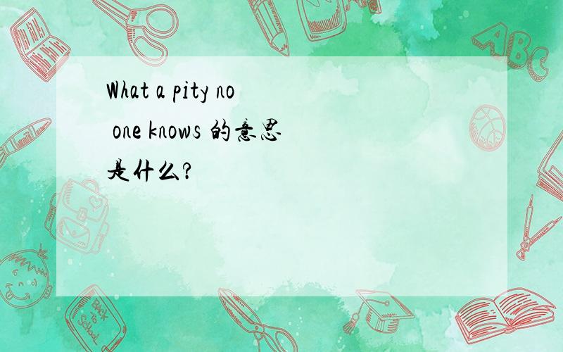 What a pity no one knows 的意思是什么?