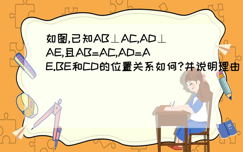 如图,已知AB⊥AC,AD⊥AE,且AB=AC,AD=AE.BE和CD的位置关系如何?并说明理由