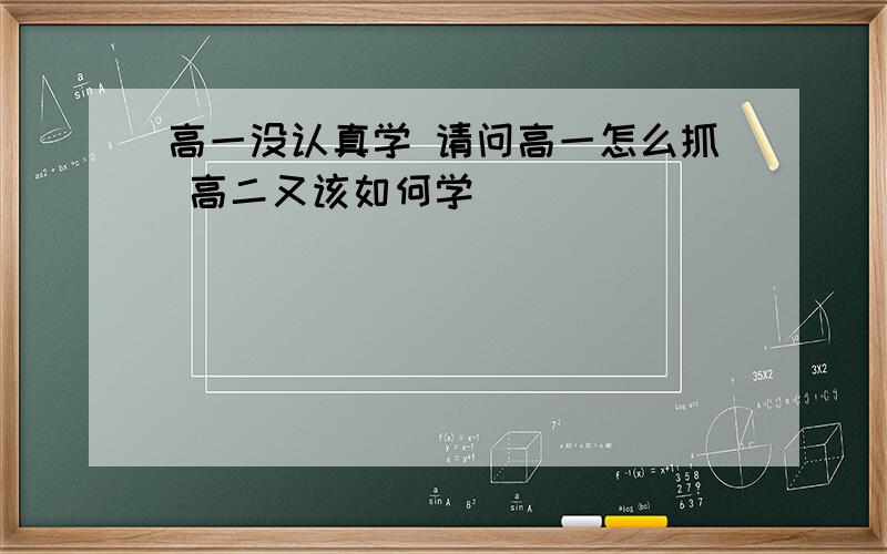 高一没认真学 请问高一怎么抓 高二又该如何学