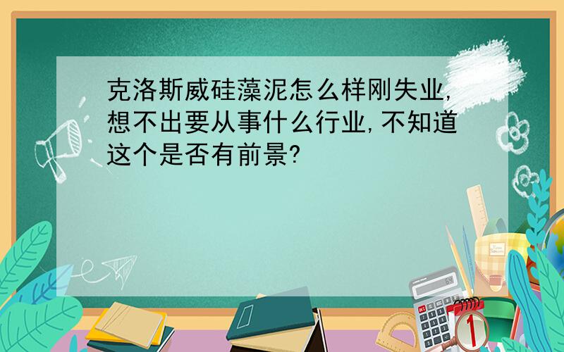 克洛斯威硅藻泥怎么样刚失业,想不出要从事什么行业,不知道这个是否有前景?