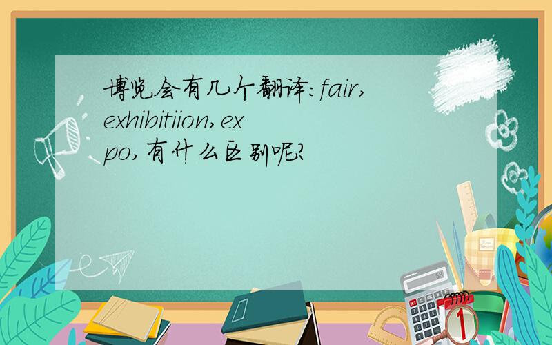 博览会有几个翻译:fair,exhibitiion,expo,有什么区别呢?