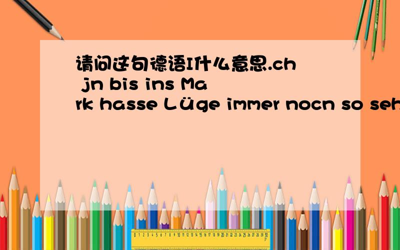 请问这句德语I什么意思.ch jn bis ins Mark hasse Lüge immer nocn so sehr