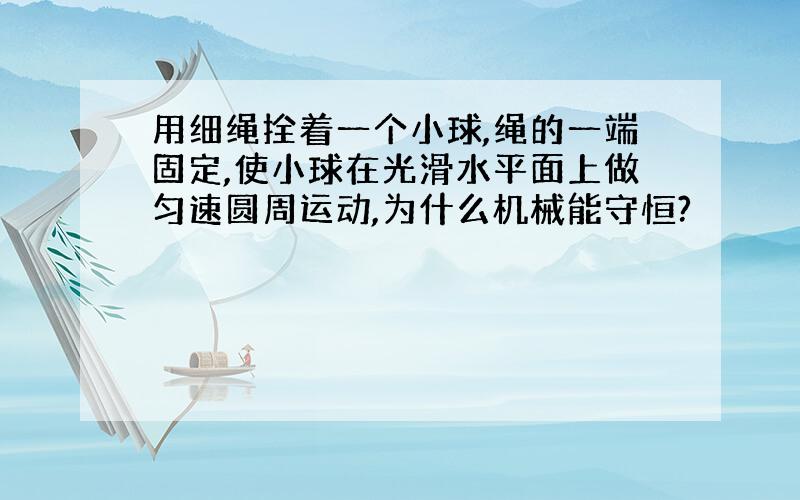 用细绳拴着一个小球,绳的一端固定,使小球在光滑水平面上做匀速圆周运动,为什么机械能守恒?