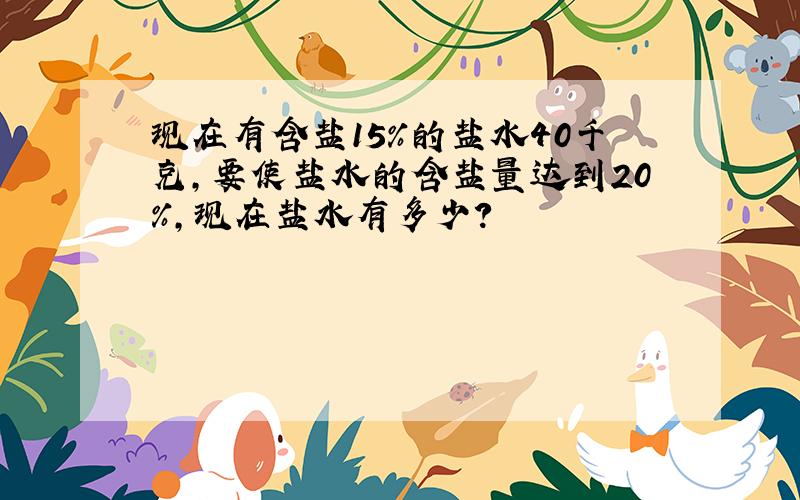 现在有含盐15%的盐水40千克,要使盐水的含盐量达到20%,现在盐水有多少?