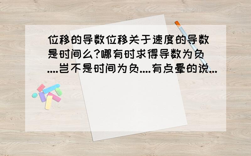 位移的导数位移关于速度的导数是时间么?哪有时求得导数为负....岂不是时间为负....有点晕的说...