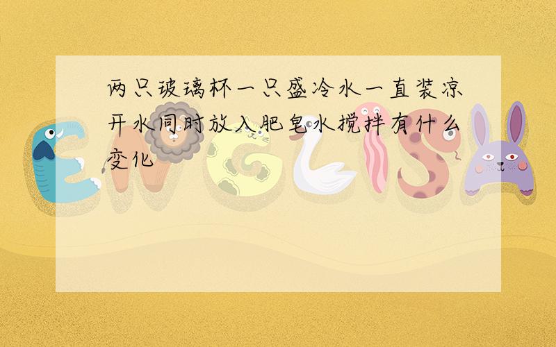 两只玻璃杯一只盛冷水一直装凉开水同时放入肥皂水搅拌有什么变化