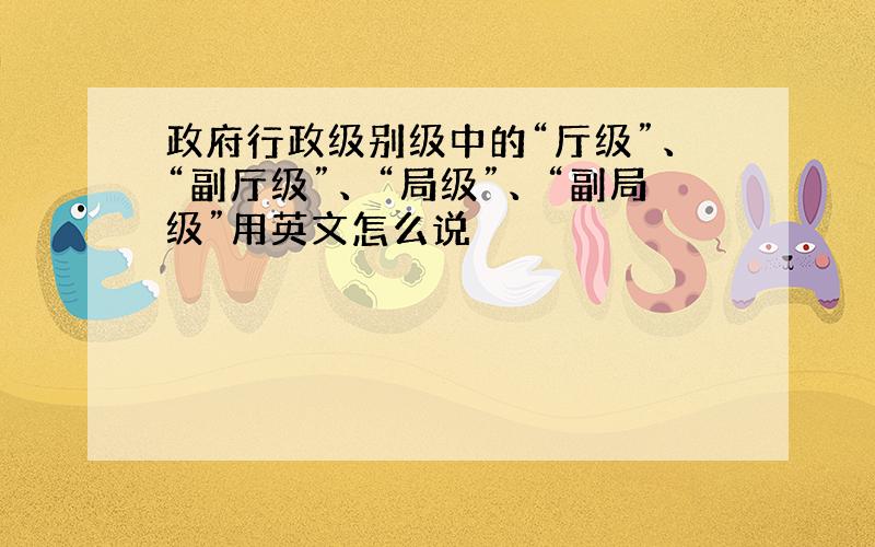 政府行政级别级中的“厅级”、“副厅级”、“局级”、“副局级”用英文怎么说