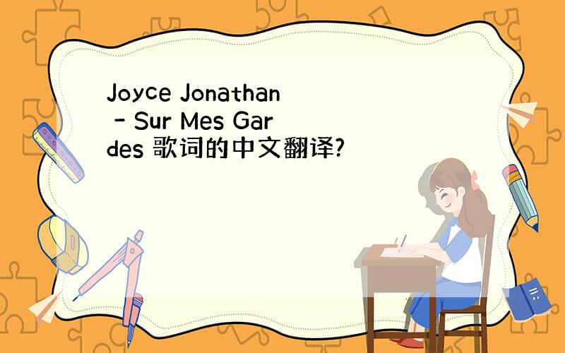 Joyce Jonathan - Sur Mes Gardes 歌词的中文翻译?