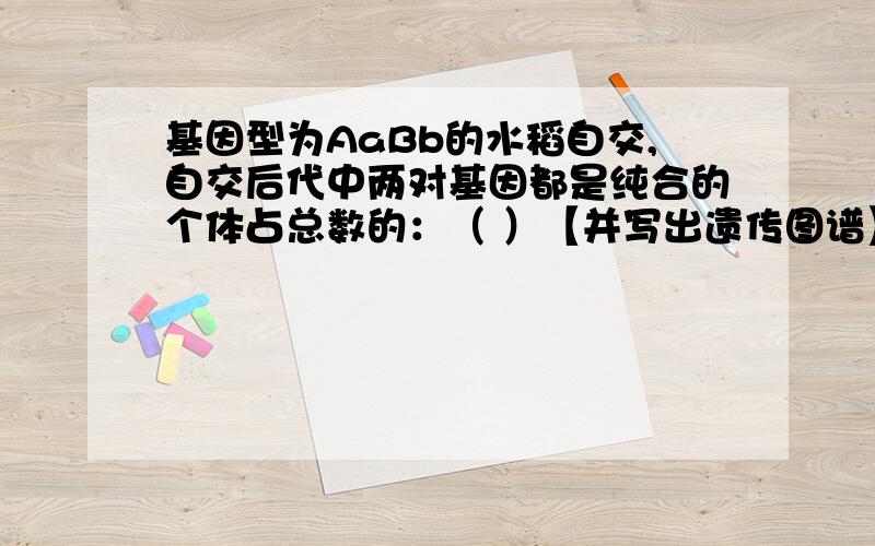 基因型为AaBb的水稻自交,自交后代中两对基因都是纯合的个体占总数的：（ ）【并写出遗传图谱】