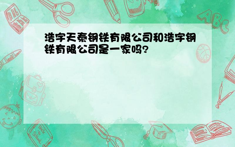 浩宇天泰钢铁有限公司和浩宇钢铁有限公司是一家吗?