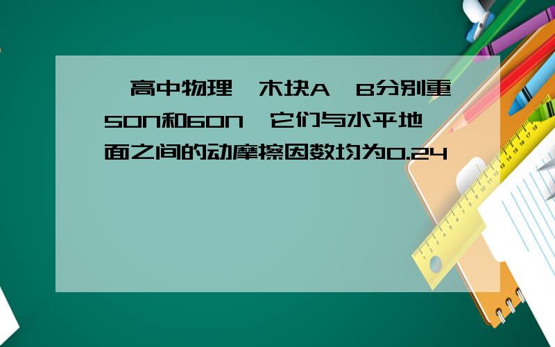 【高中物理】木块A、B分别重50N和60N,它们与水平地面之间的动摩擦因数均为0.24