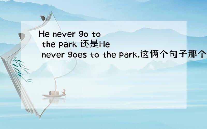 He never go to the park 还是He never goes to the park.这俩个句子那个对