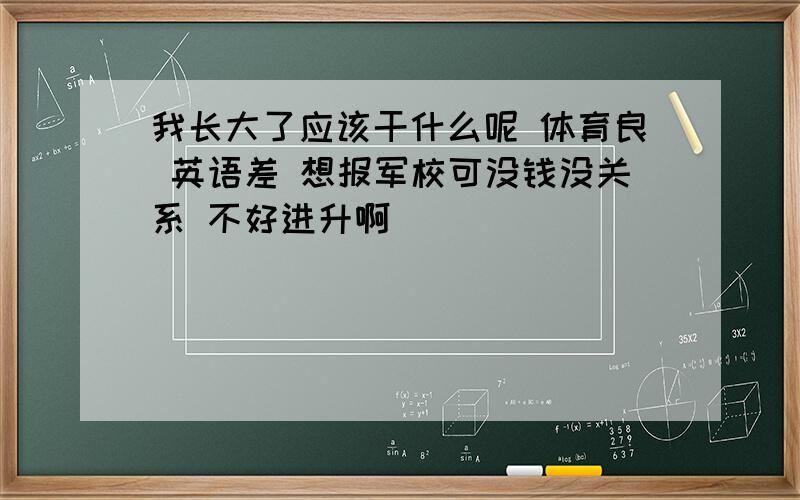 我长大了应该干什么呢 体育良 英语差 想报军校可没钱没关系 不好进升啊