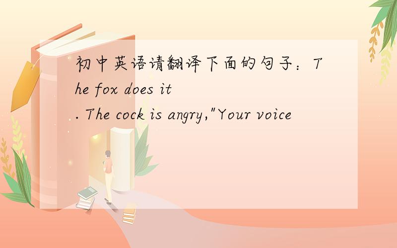 初中英语请翻译下面的句子：The fox does it. The cock is angry,